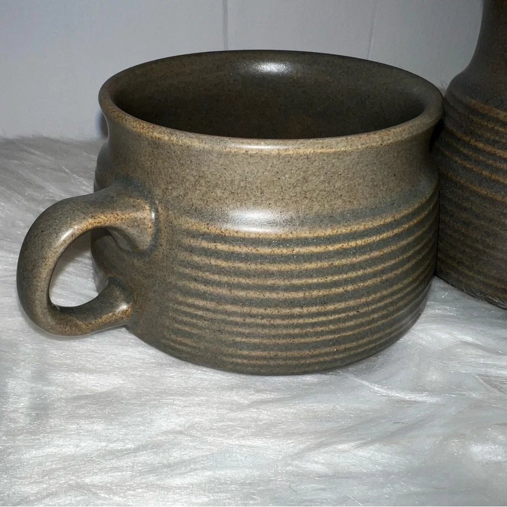 Denby Langley Sherwood Stoneware Vintage Pottery Cream and Sugar Set